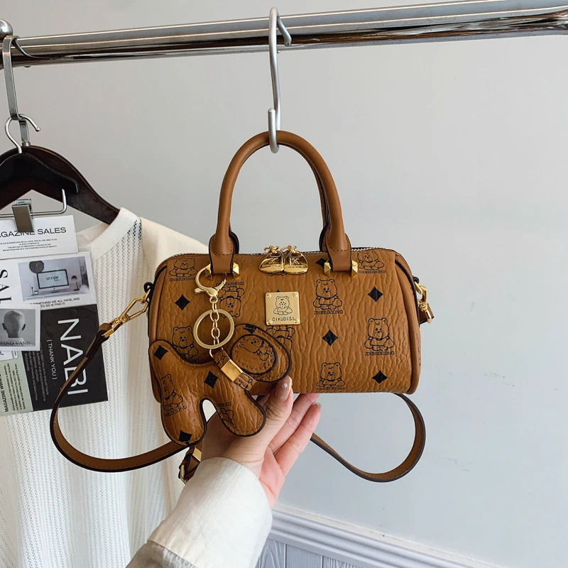 跨境秋冬质感圆筒包女2025新款百搭时尚洋气波士顿轻奢单肩斜挎包