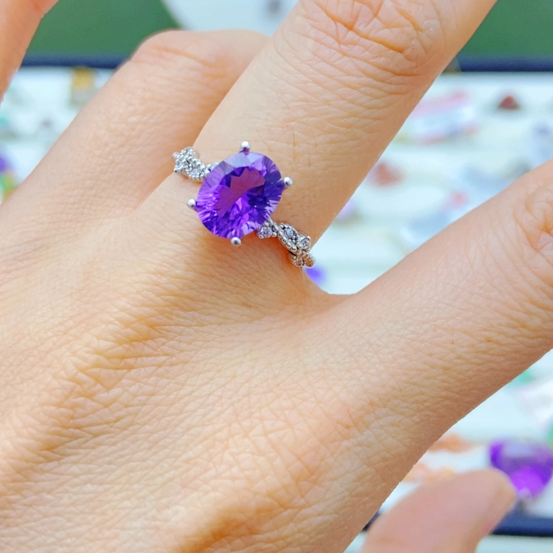 银S925镶嵌戒指紫晶