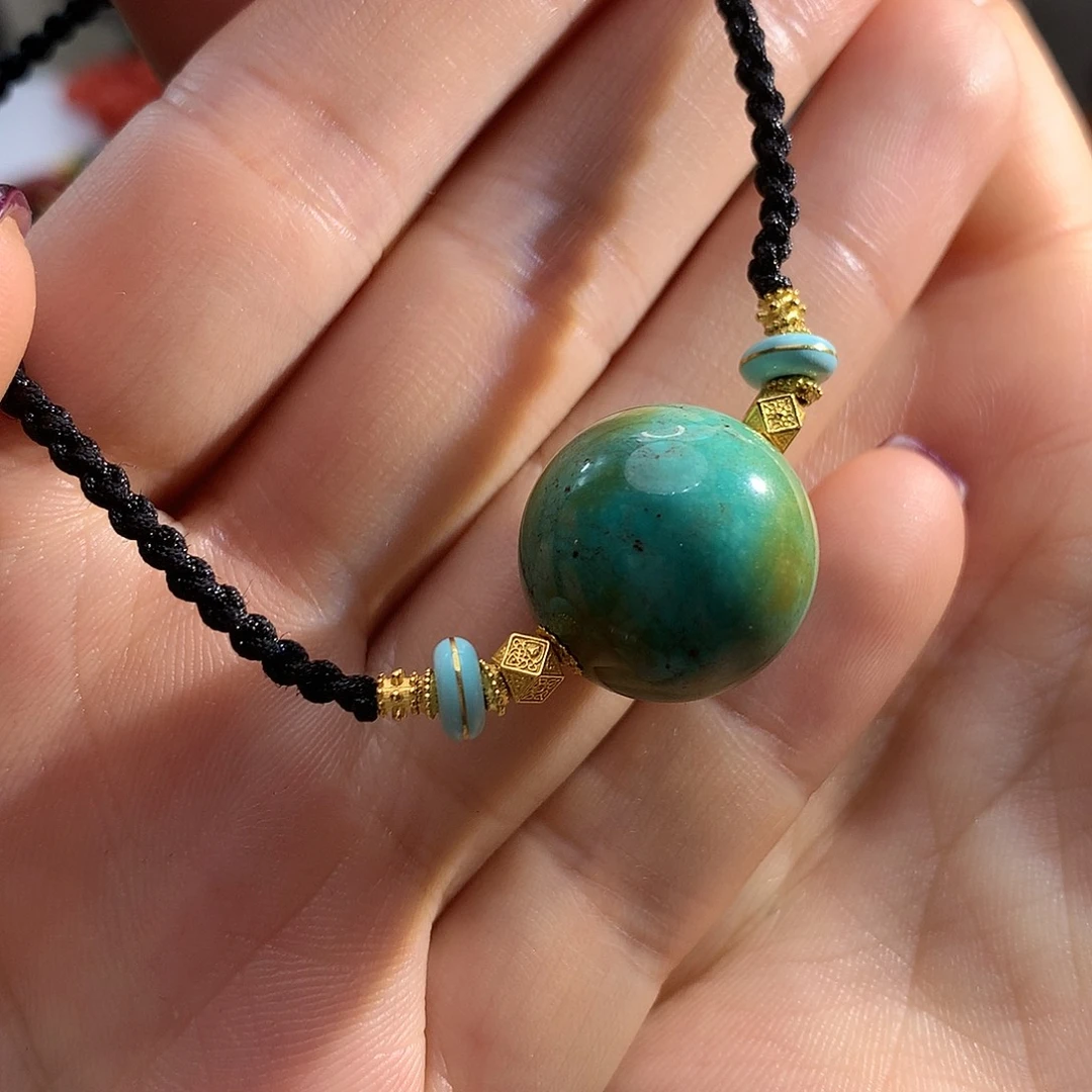 绿松石18K金镶嵌颈饰松石颈饰