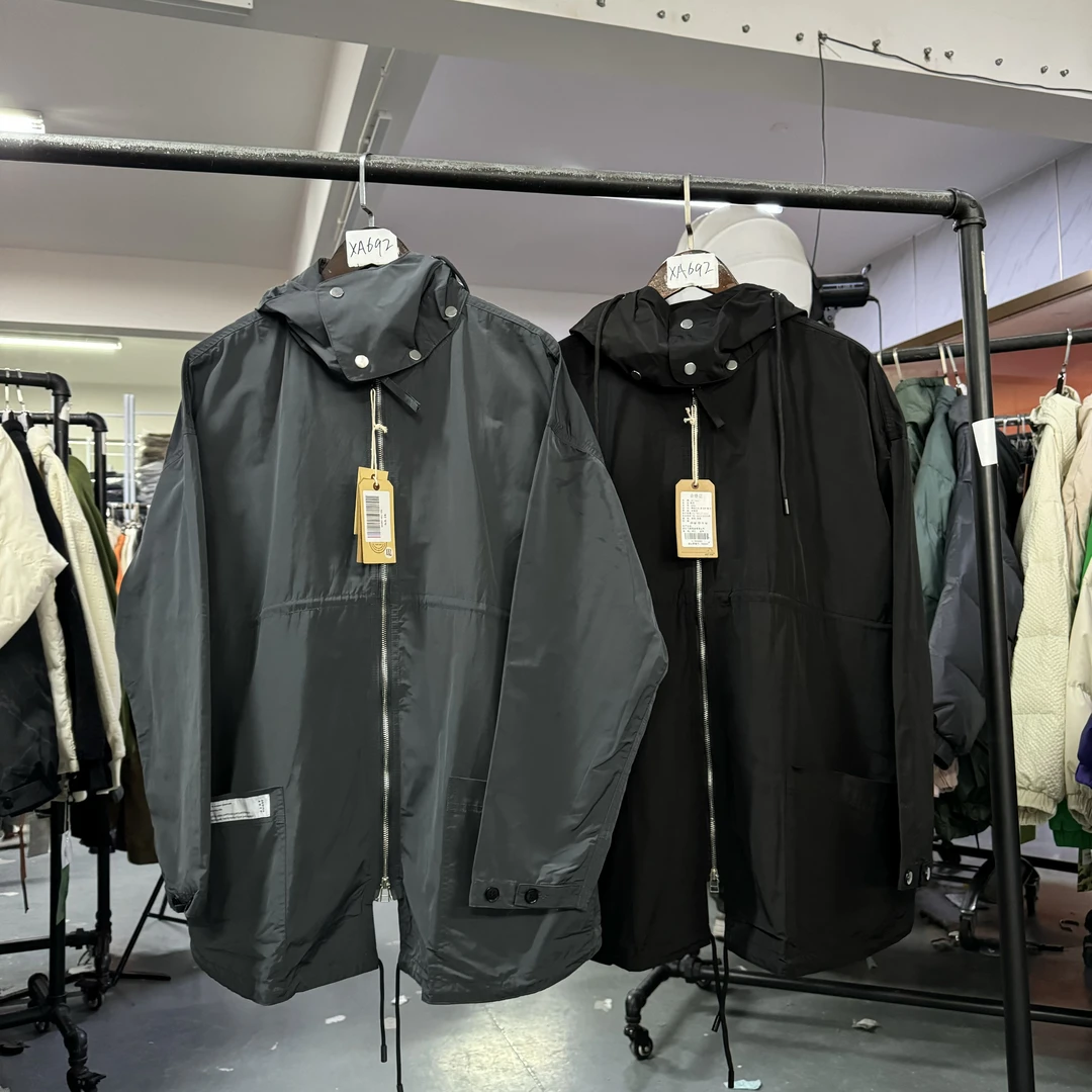 XA692春秋潮牌港风复古设计感口袋撞色情侣百搭连帽冲锋衣夹克