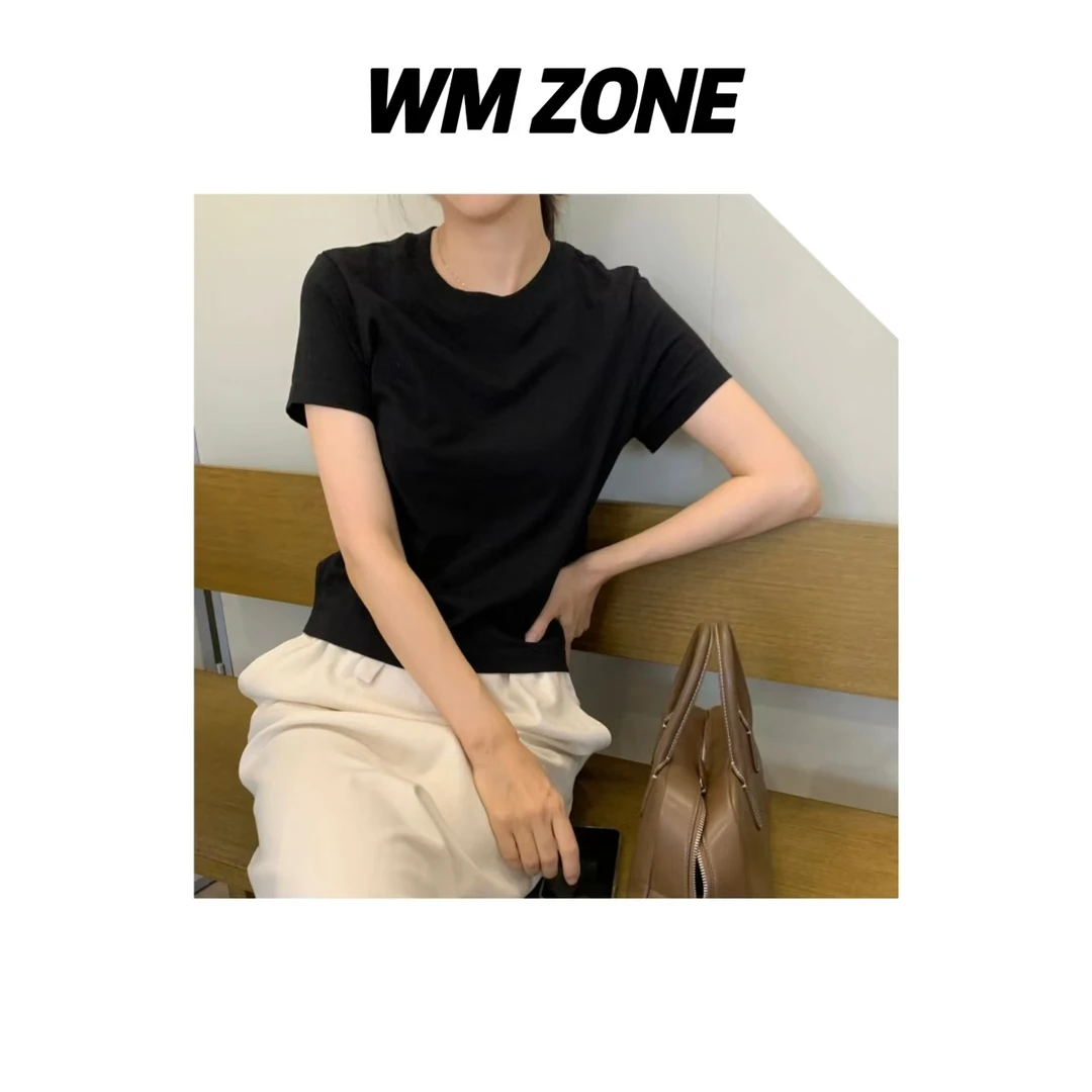WM  3-4- 3515 胸前胶印字母小版短袖T