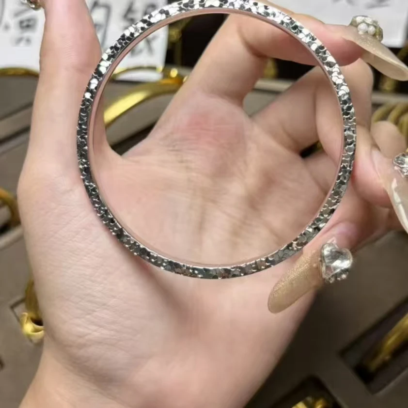 足银手镯 【铭兴珠宝】设计师高定款-足银 999 太阳花手镯 S00025