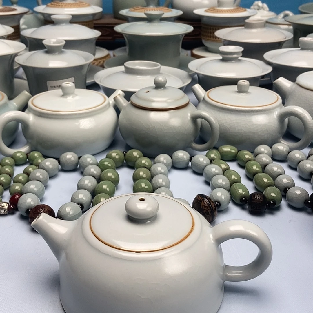 杯二级品仿古月白釉半月壶原矿原釉原产地