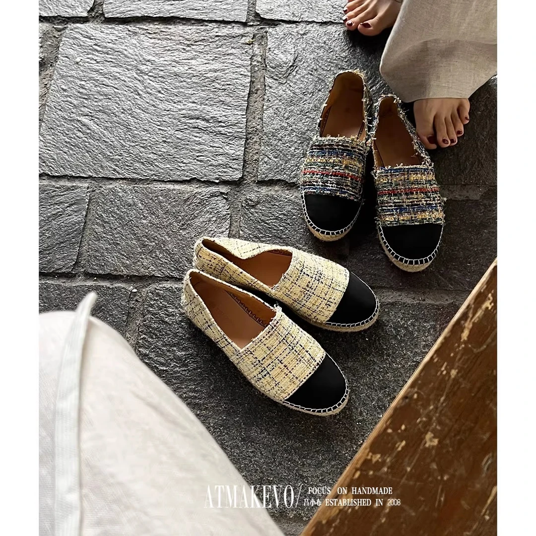 吕小布 | 香家经典渔夫鞋小香复古一脚蹬拼色编织老钱风单鞋0551