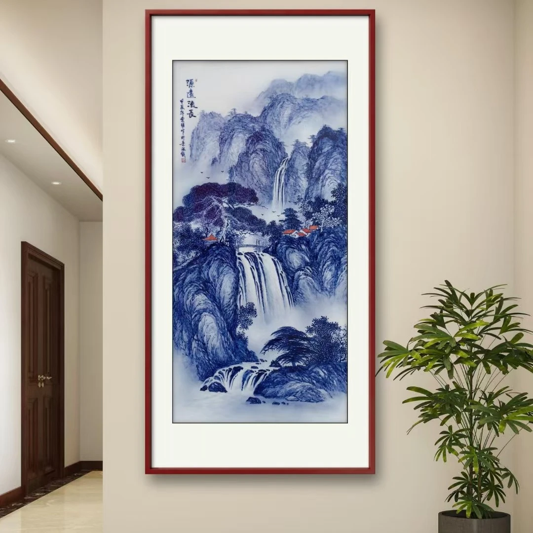 景德镇周惠胜老师手绘青花瓷板画餐厅客厅过道走廊瓷板画定做厂家