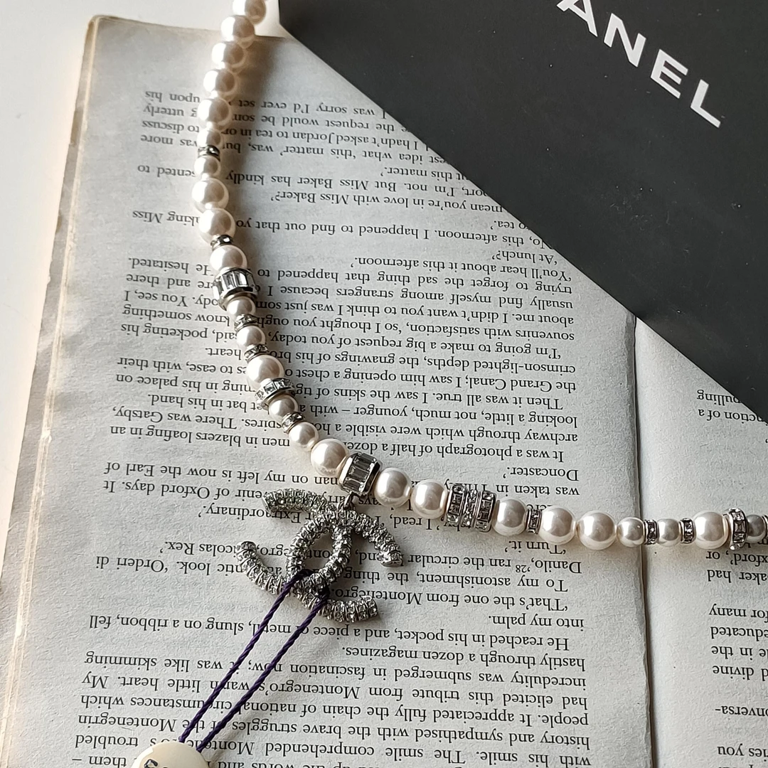 95新 Chanel/香奈儿 Azul-23P满钻双C珍珠间钻chocker项链40242