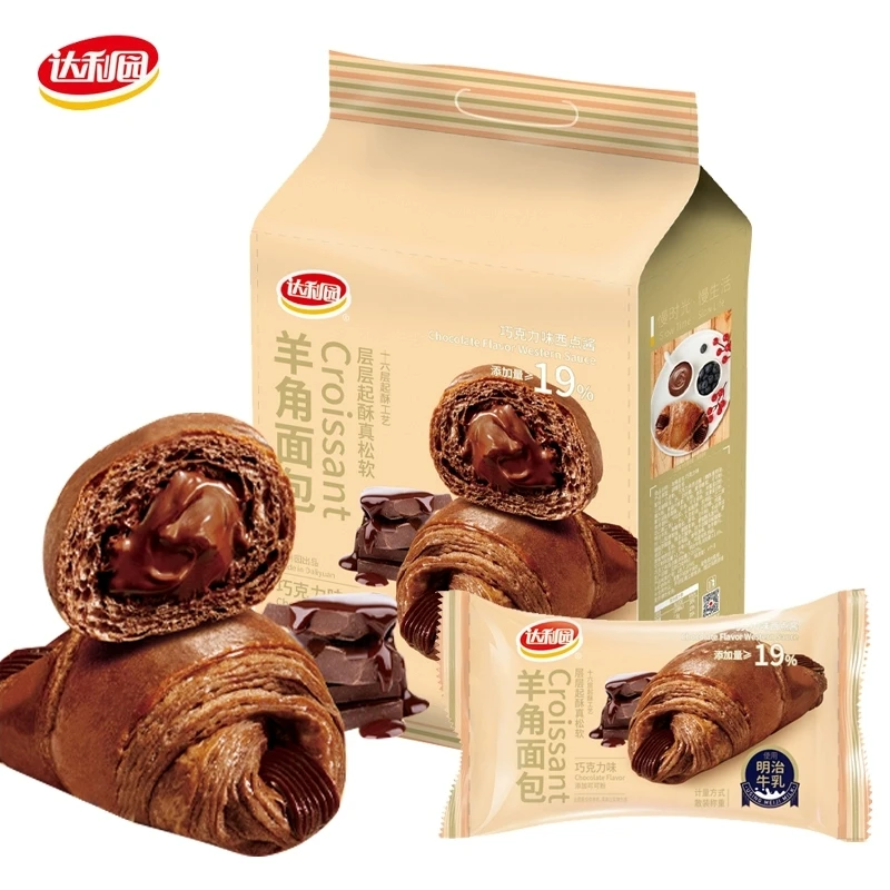 达利园巧克力味夹心羊角面包香橙味休闲代餐小零食原厂包装250g