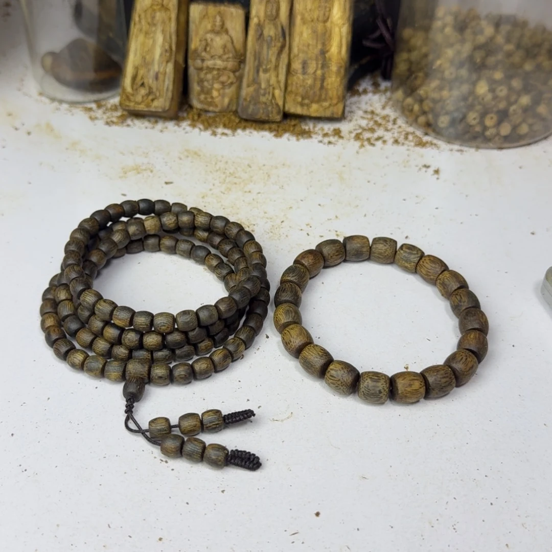 银***防手串沉香绿奇楠沉香古珠99沉高油脂32g