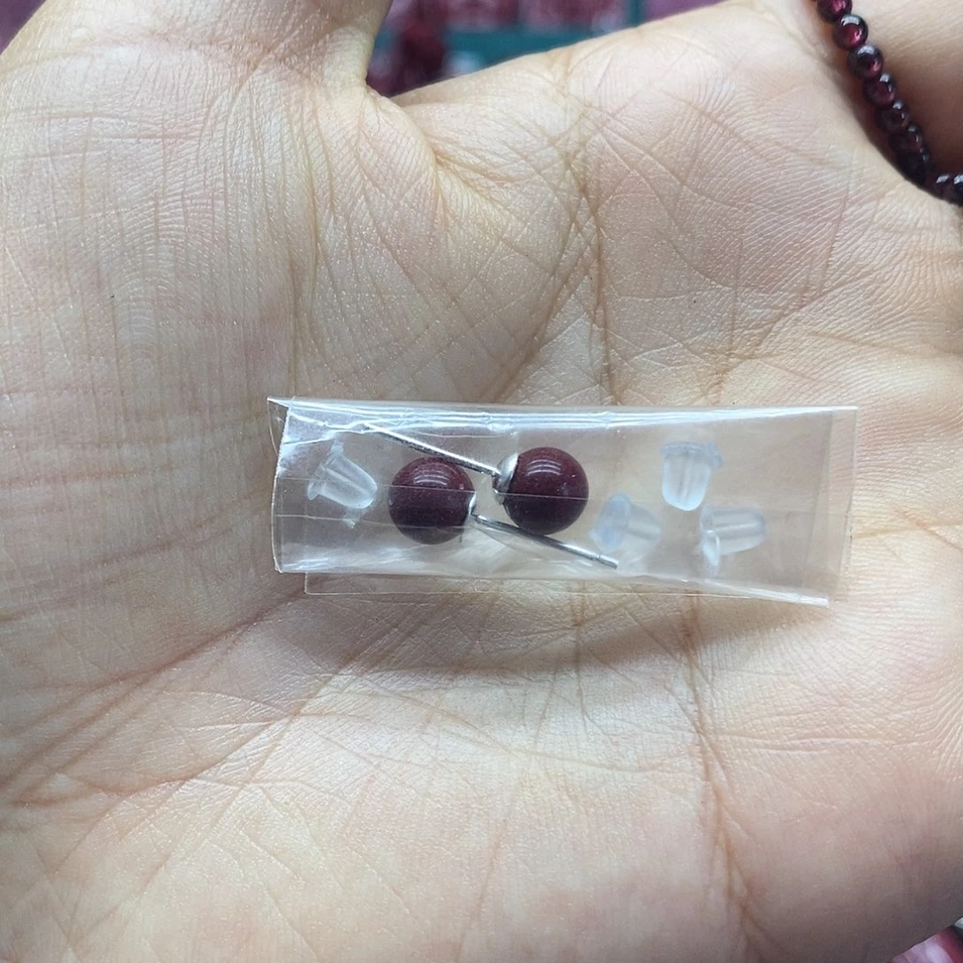 天然辰砂0000朱砂耳钉