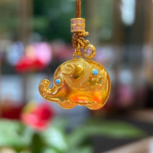 吊坠足银锆石 炸珠小象—万象皆吉，吉象如意