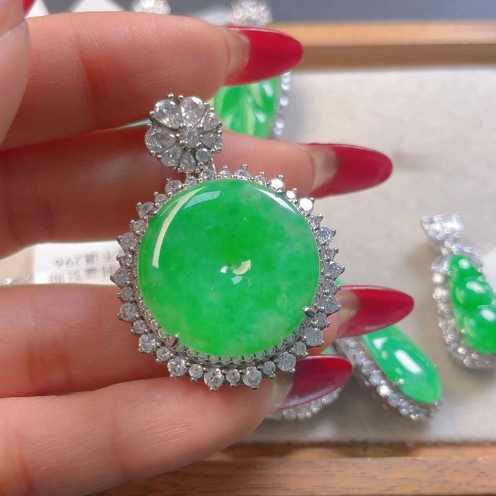 翡翠银S925镶嵌吊坠(不含链)