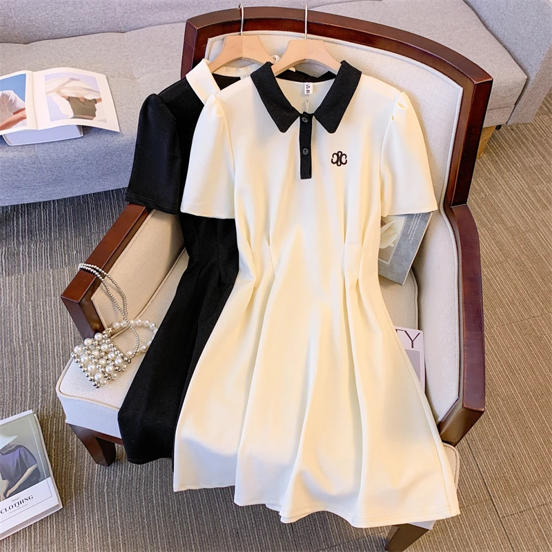 实拍2023夏季新款大码女装显瘦减龄连衣裙