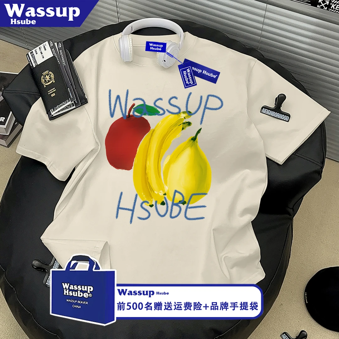 WASSUP HSUBE美式潮牌短袖男女水果印花宽松纯棉夏季休闲半袖上衣