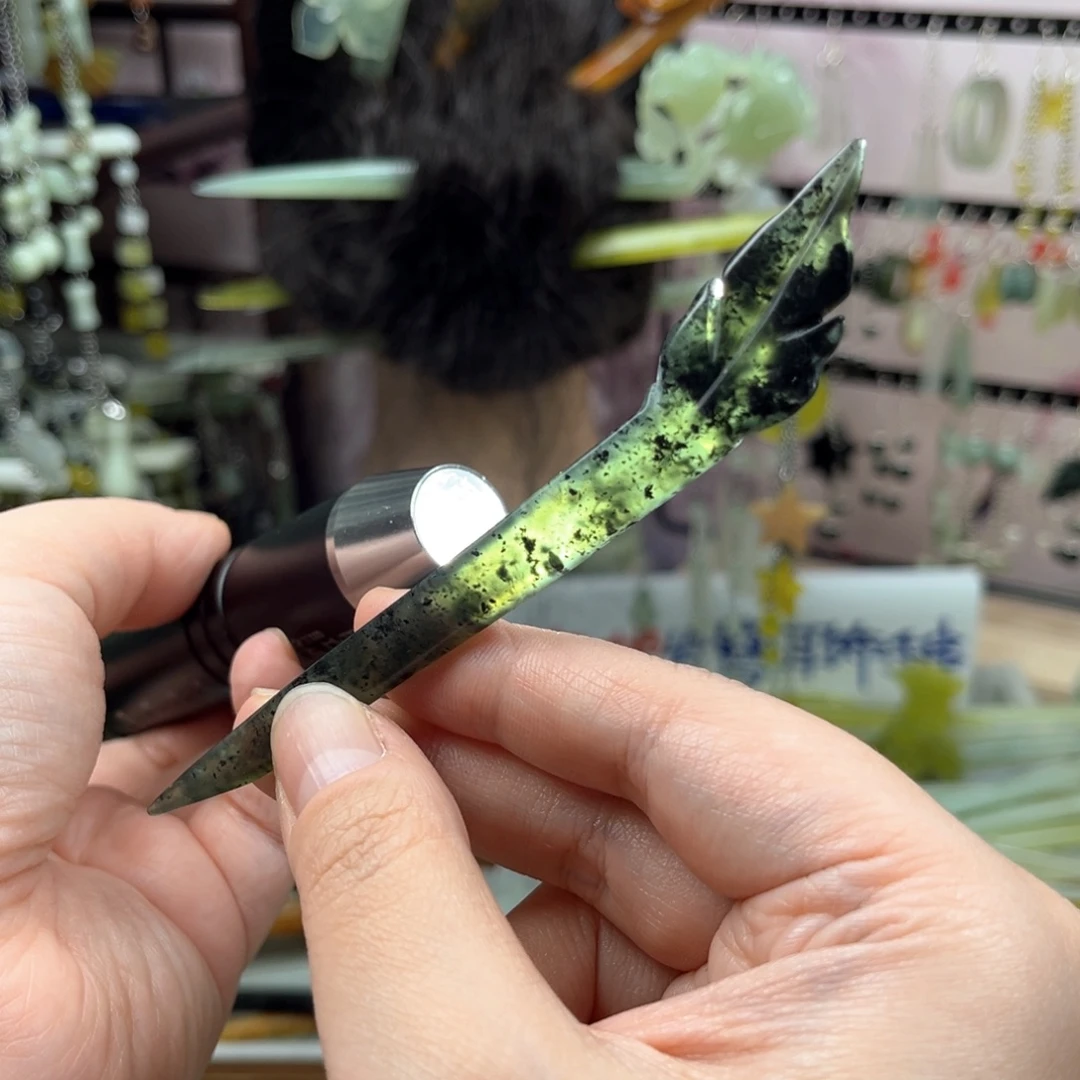 岫玉未镶嵌发饰长度12厘米左右