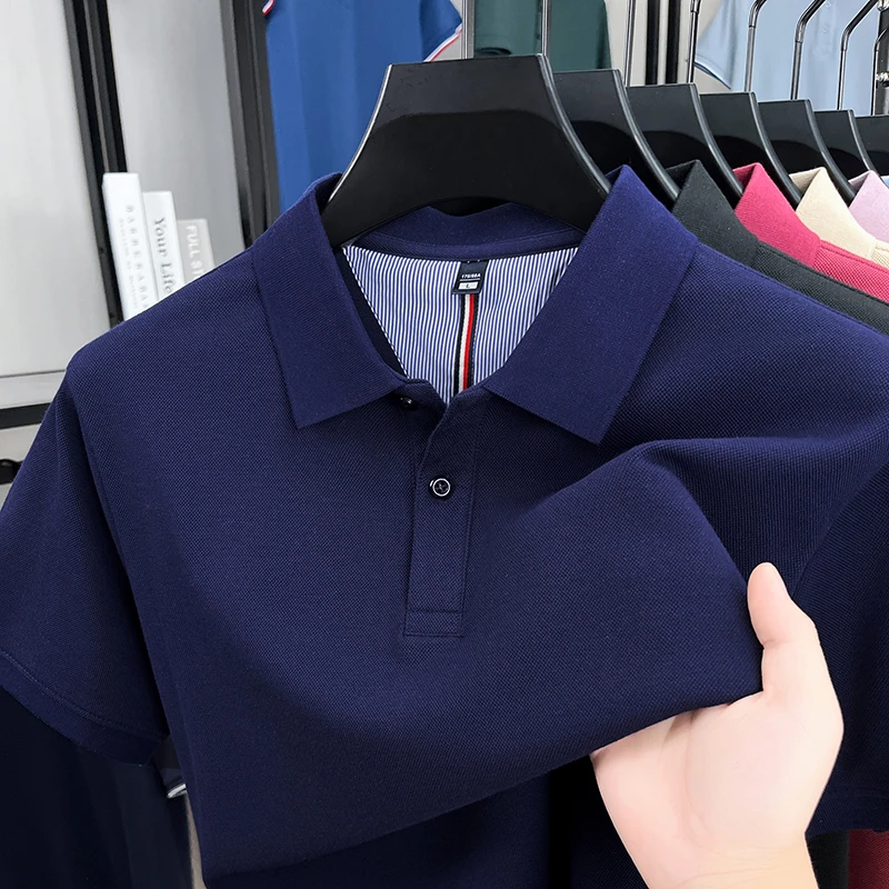 【夏季新款】100%纯棉短袖POLO衫男士休闲商务翻领纯棉T恤干色polo