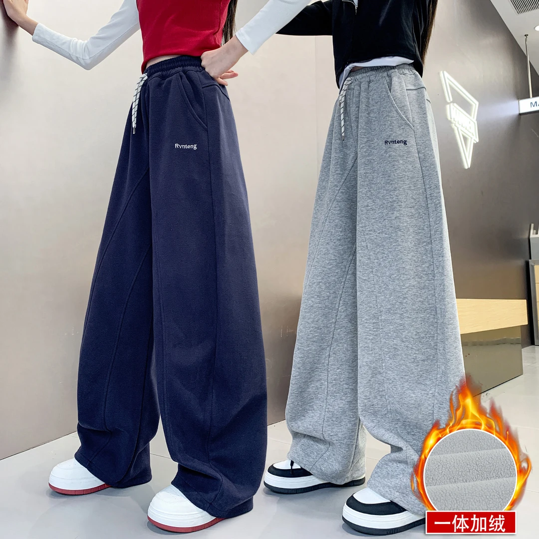 女童运动裤春秋款2025新款儿童弯刀裤女孩卫裤女大童秋装阔腿裤子