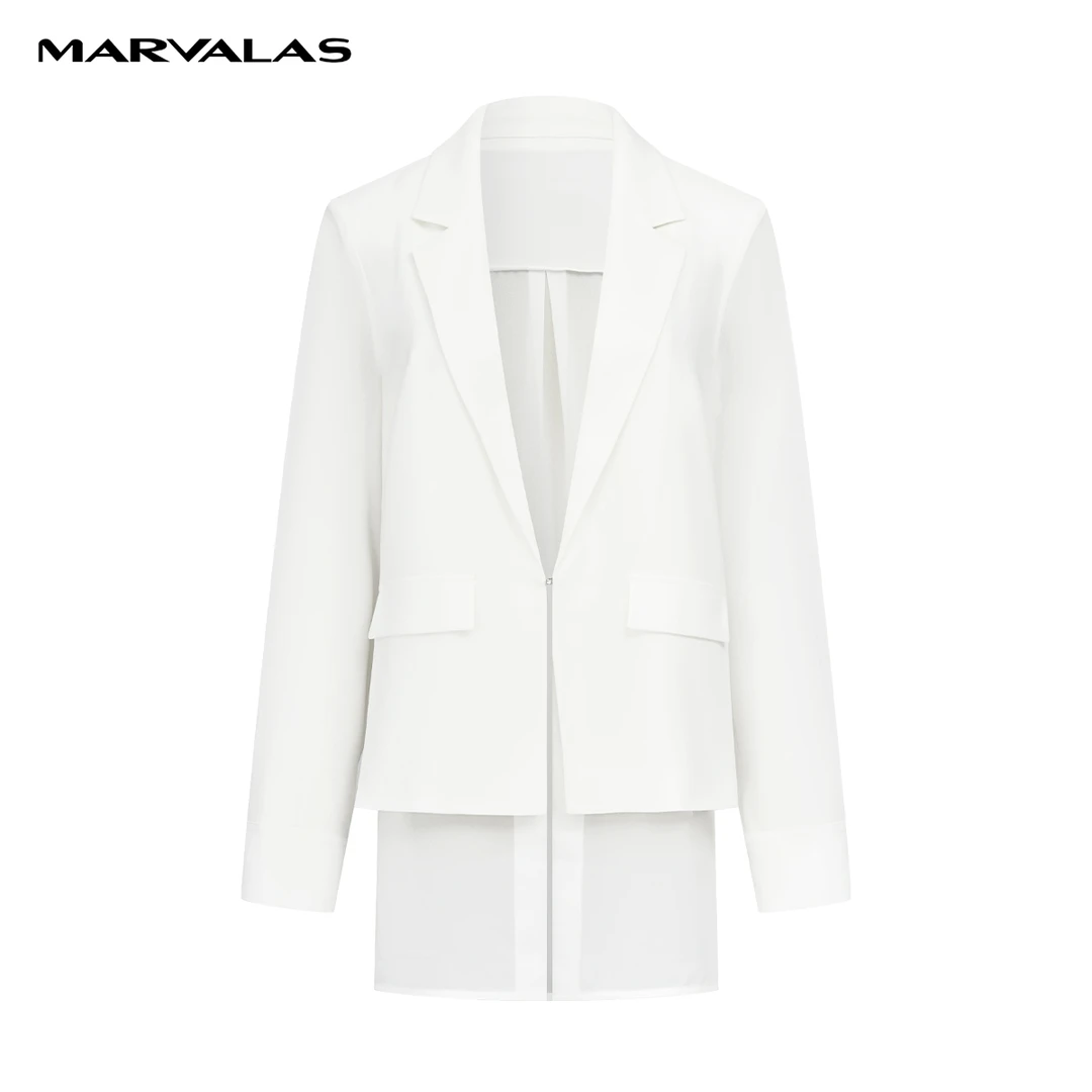【彤彤专属】M423303864曼德诗醋酸西服粒扣长袖雪纺西装