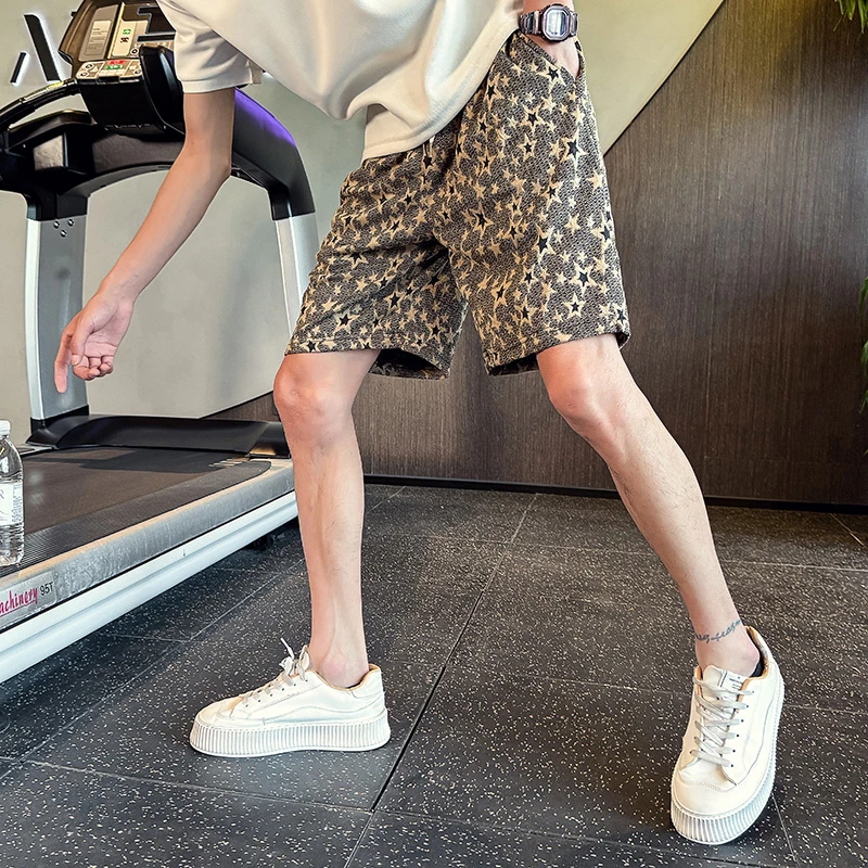 男士新款满天星休闲短裤夏季薄款运动五分裤高级感潮流痞帅中裤男