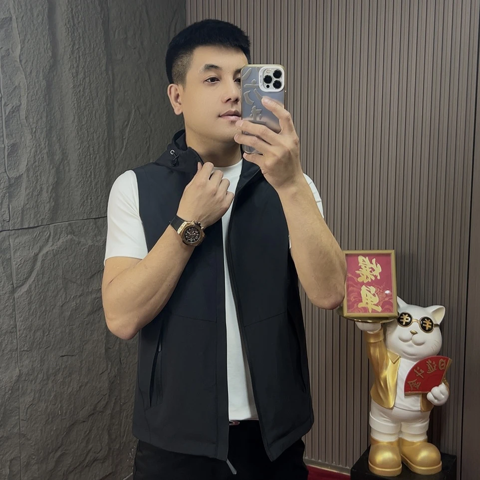 2631#2025男士秋季新款薄款连帽马甲高品质拉链