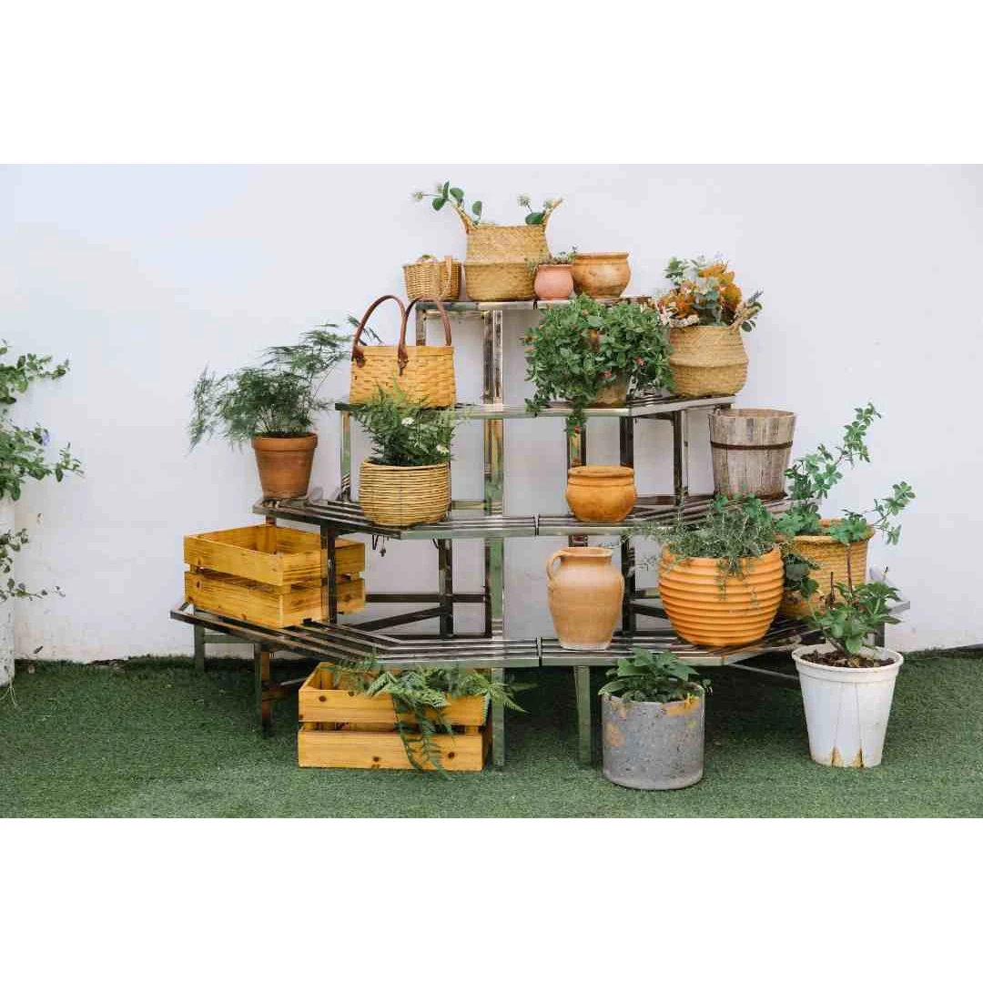 不锈钢花架庭院户外多层转角不锈钢花架落地式多肉室内阳台花架子