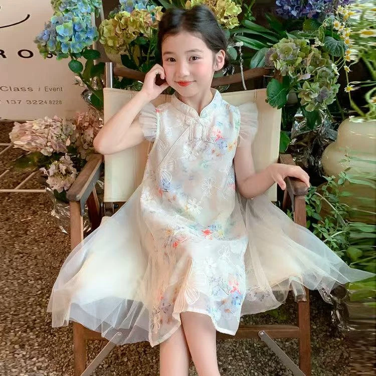 女童夏季连衣裙2025新款洋气女孩国风汉服旗袍裙子时髦公主裙夏装