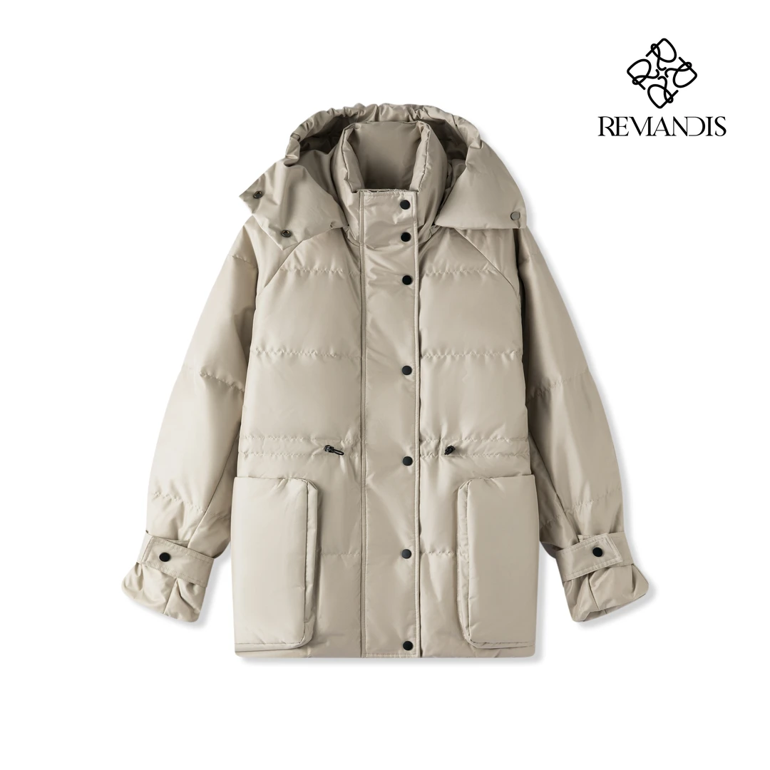 REMANDIS-90%白鹅绒休闲风立领连帽加厚女装-3460