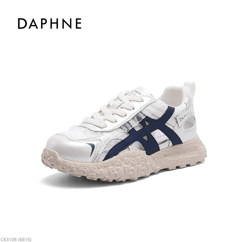 达芙妮透气网面鞋2025夏新款时尚纱面百搭厚底拼色防滑回弹底LL