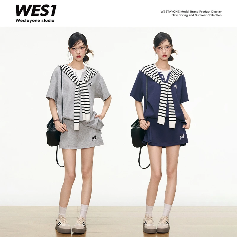 2564【5月8号新品】WESTAYONE韩系通勤套装女慵懒运动风女休闲高腰