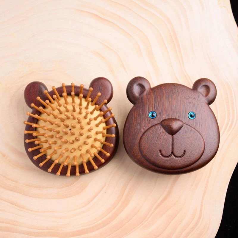 郎府金丝檀木气囊梳小熊可爱气垫按摩梳顺发护理男女儿童少女网红