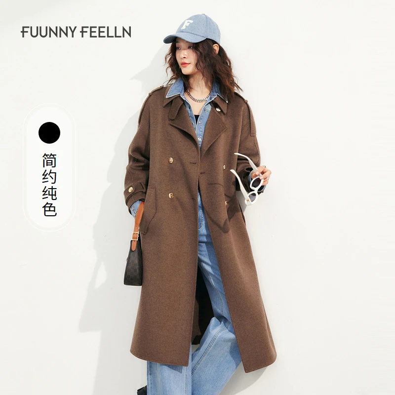 【绵羊毛羊绒】仿佛冬季双面呢外套中长款毛呢大衣女