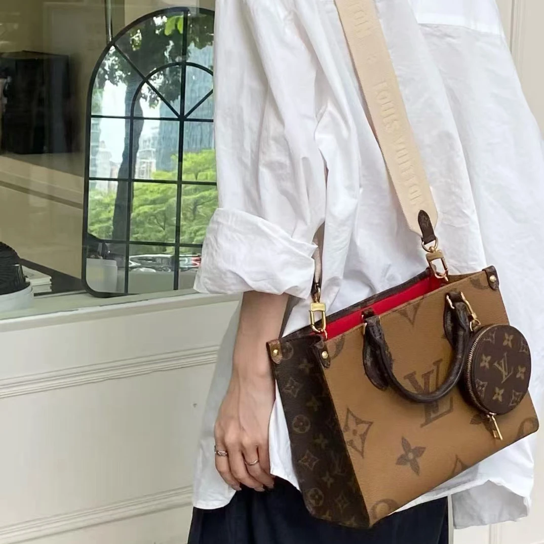 95新 LouisVuitton/路易威登 御古屋/30812/老花onthego小号 芯片