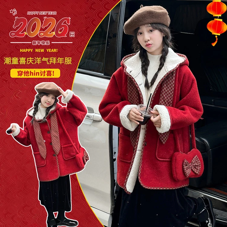 呢大衣韩版冬季纯色女童中大童