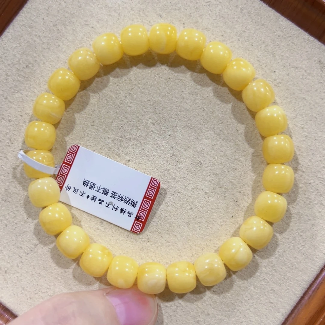 手链蜜蜡未镶嵌8m高桩浓蜡奶油黄 性价比很高！