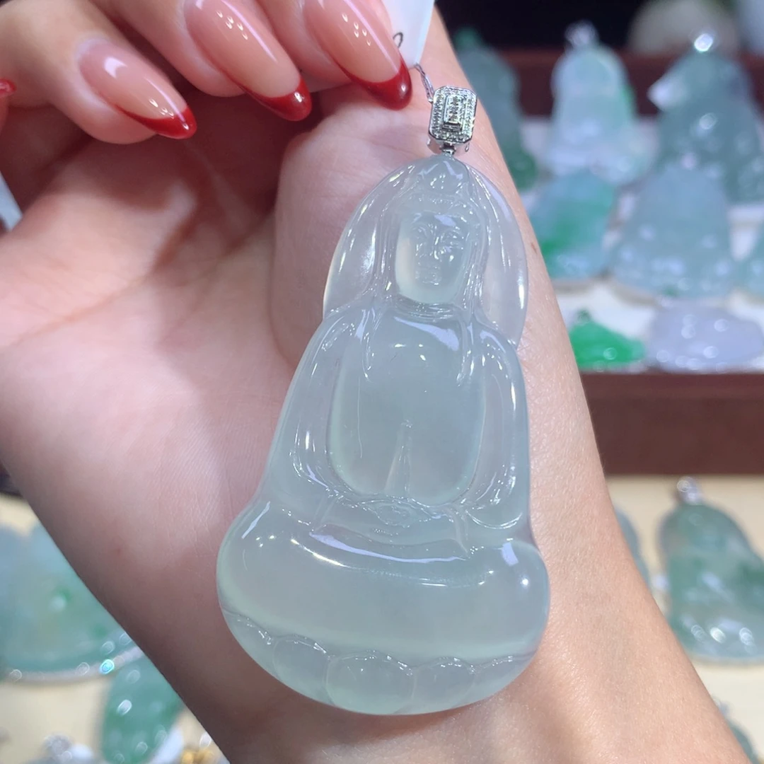 吊坠(不含链)18K金镶嵌翡翠
