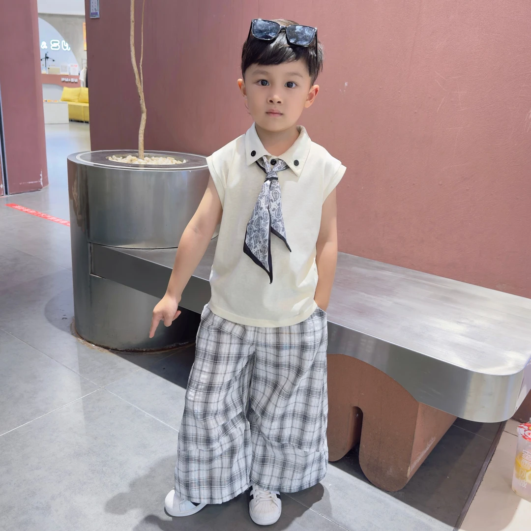 男童夏装背心套装儿童夏季薄款防蚊裤两件套2025新款男孩夏日衣服