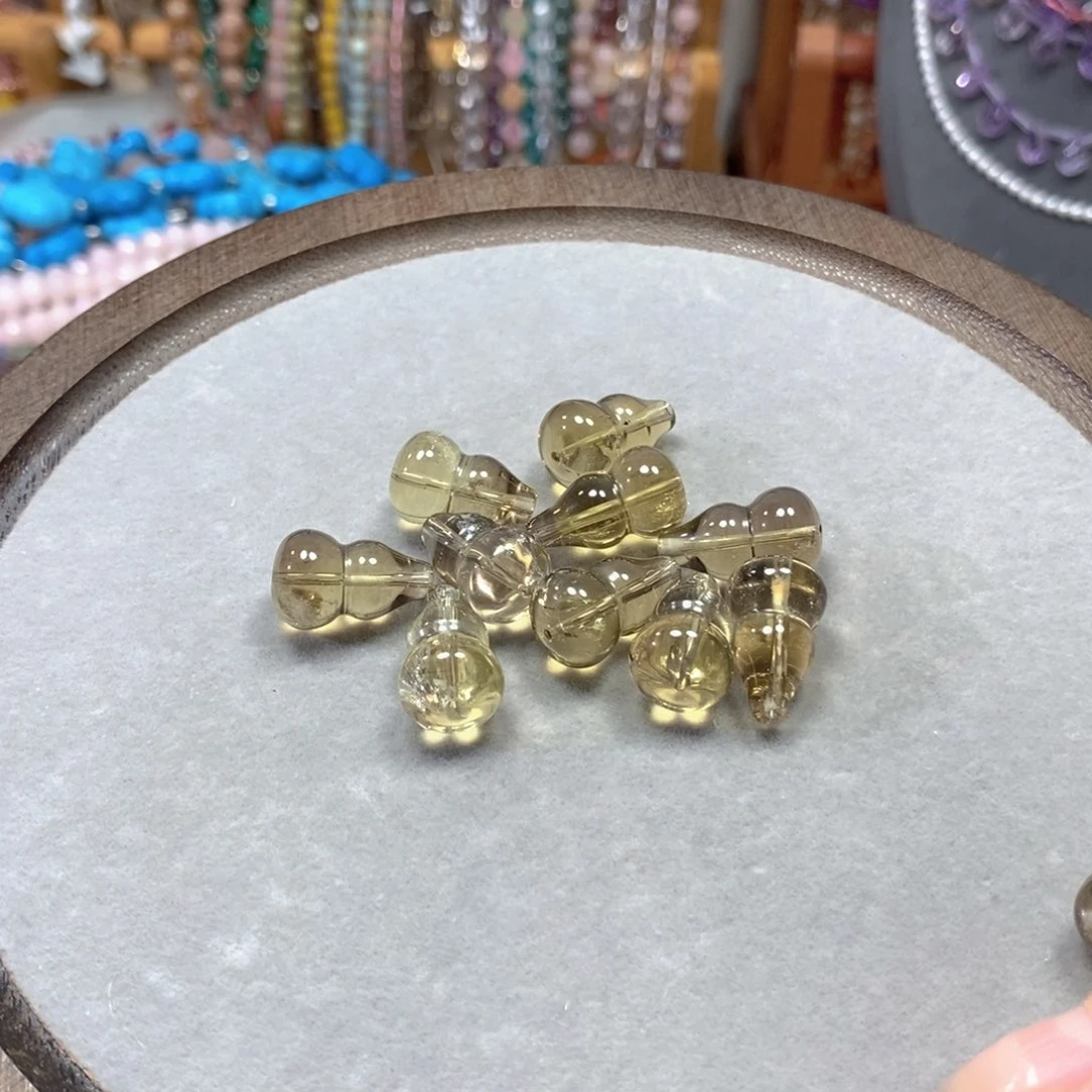 玛瑙/玉髓合金珠宝半成品天然茶黄晶葫芦一颗卡12mm