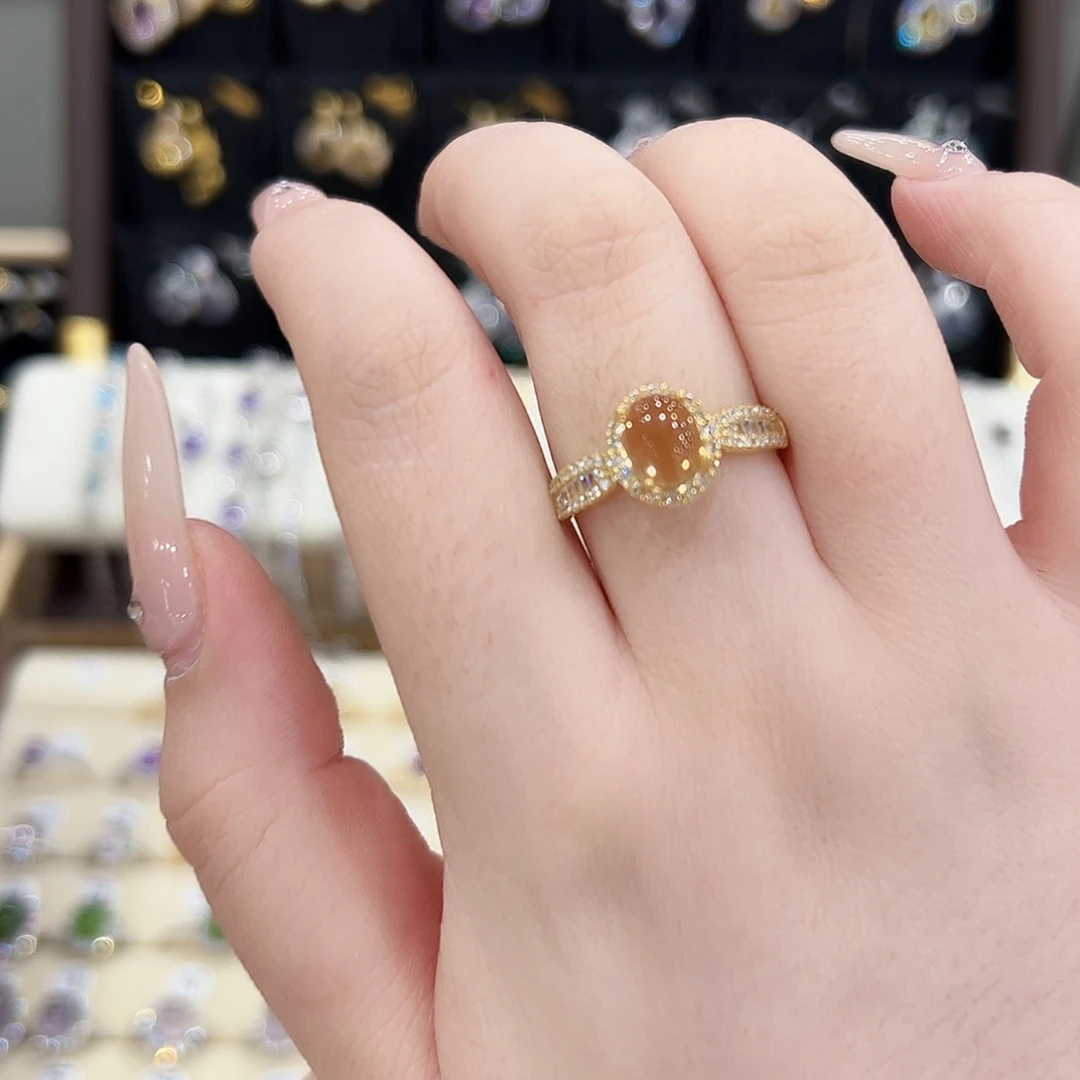 虾***手银S925镶嵌戒指水晶