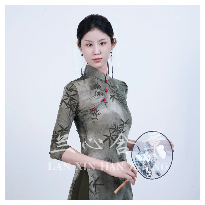 【兰心含章】清风竹影·形体走秀奥黛纱衣舞服套装