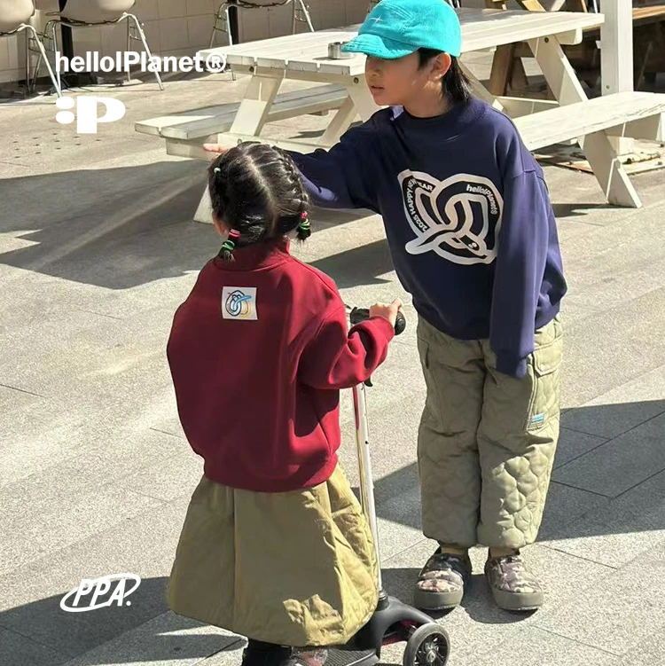 ppapa 吉祥蛇符合绒里套头针织印花长袖保暖卫衣儿童长袖 1013074