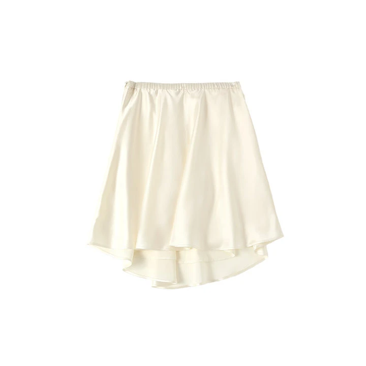 李大琪【风影半裙】白色轻奢百搭丝光感显瘦高腰裙纯色短裙