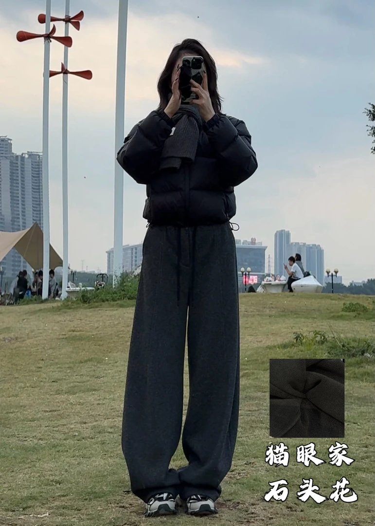 MAOYANJIA-978619石头花《加厚绒》保暖百搭冬季休闲卫裤