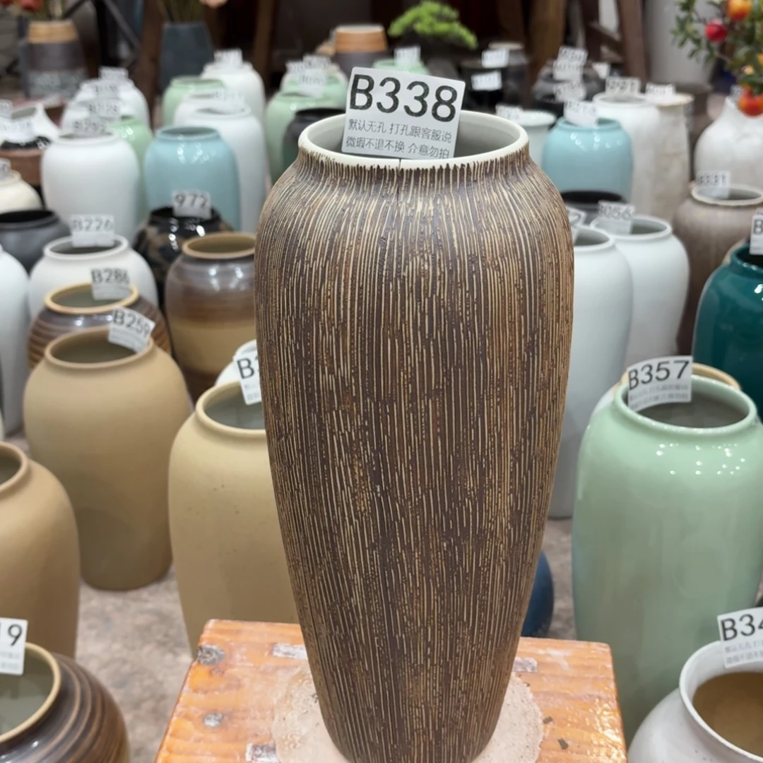 陶摆件口裂338 景德镇陶瓷花瓶高35口9