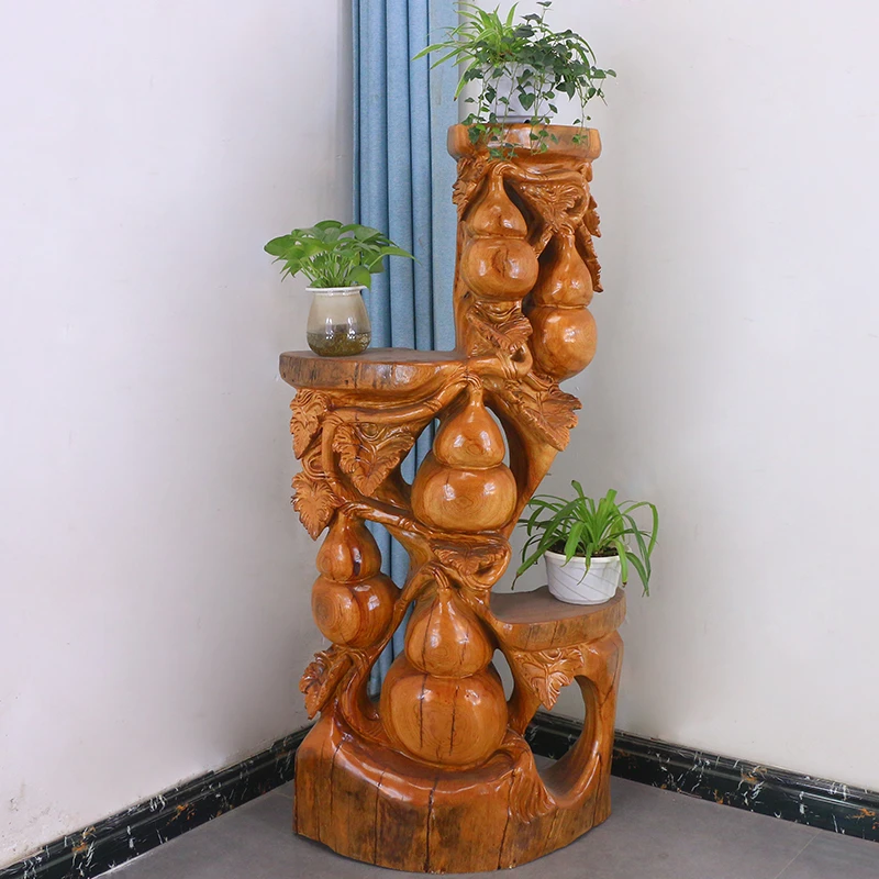 根雕花架实木天然树根根艺盆景架天然随形客厅树桩摆件MH10300