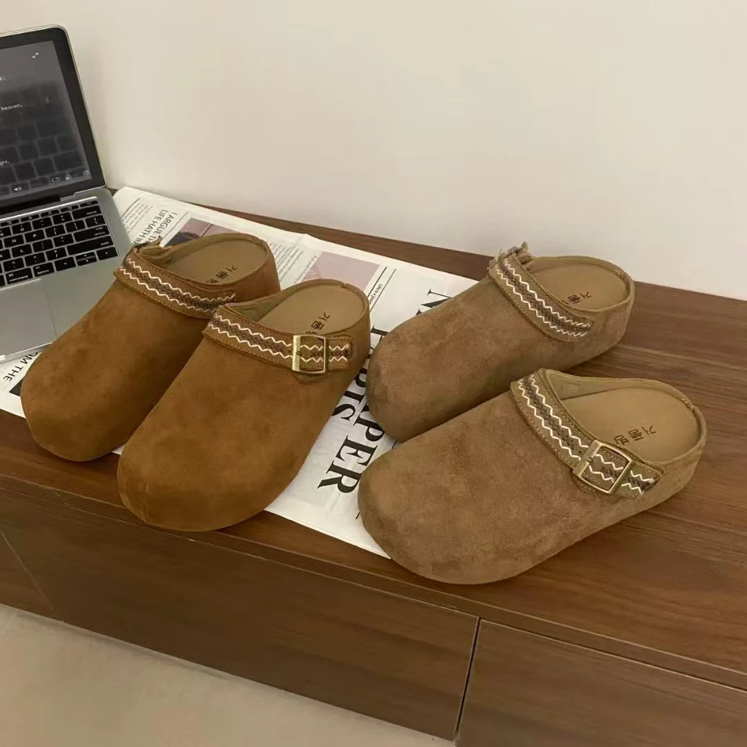 中跟包头纯色包头拖穆勒拖复古尖头时尚191