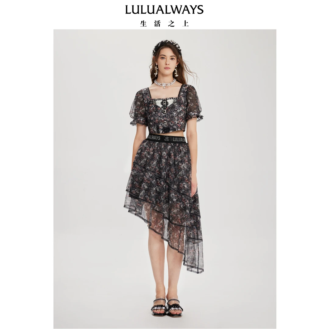 【达人专享】【华服·怦然心动·暮光森林】LULUALWAYS新款不规则半裙