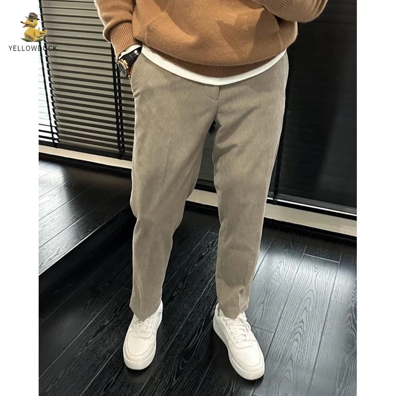 秋冬季高品质进口灯芯绒直筒西装休闲裤男宽松轻奢长裤子潮牌