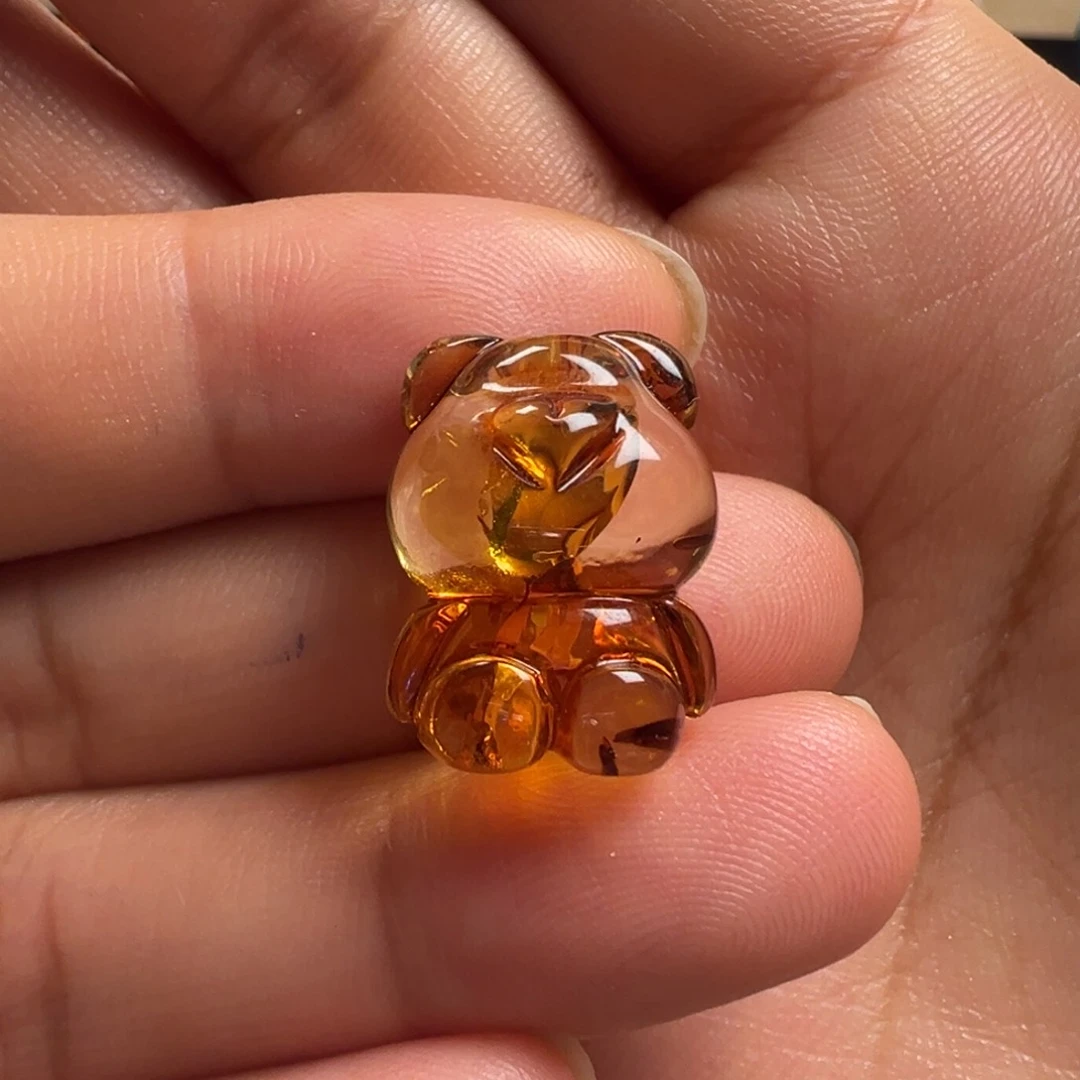 琥珀（花珀）颈饰未镶嵌小熊（打孔不退换）