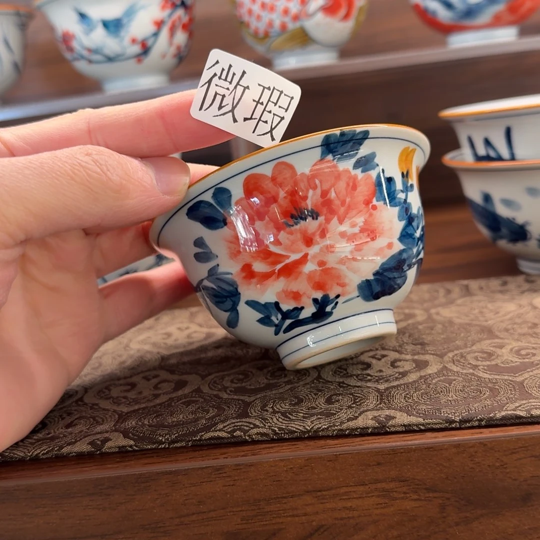 釉下手绘茶具微瑕