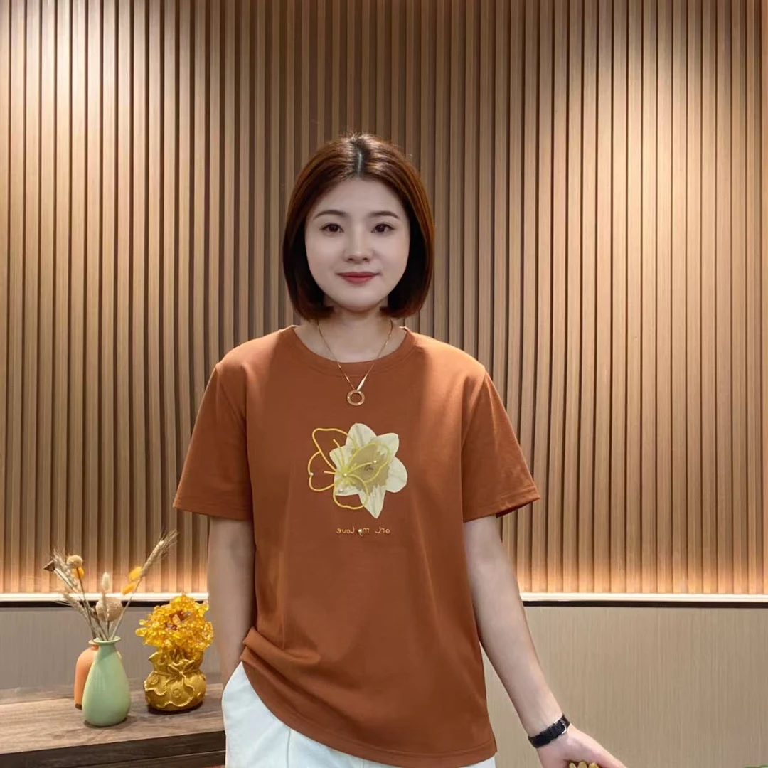 【夏季新款】时尚百搭休闲重工刺绣宽松桃花X26285