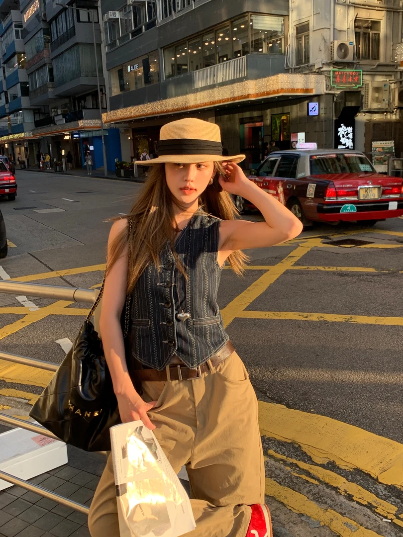 【明线马甲】夏季新款小众设计复古明线设计马甲 ZFA2198